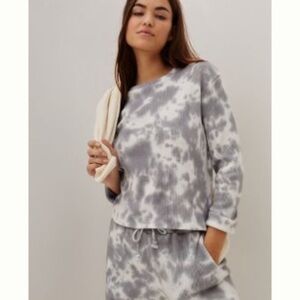 Anthropologie Janelle Waffle Tie Dye Top in Sharkskin